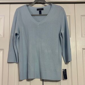 Karen Scott Women's Soft Blue V-Neck Sweater